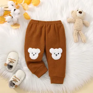 Baby Boy/Girl Bear Embroidered Waffle Pants #831254