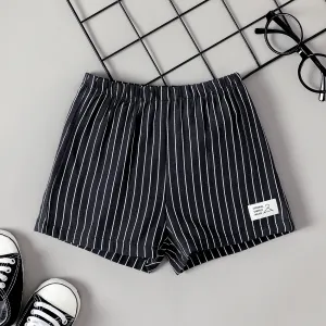 Baby Boy Letter Patched Stripe Shorts #1041346