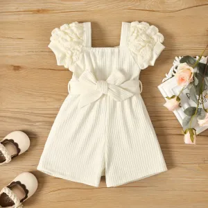 Baby Girl Puff-sleeve Solid Color Jumpsuit #922536