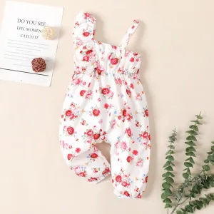 Baby Girl Allover Floral Print Ruffle Slip Jumpsuit #1041812