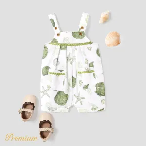 Baby Girl Allover Print Overalls Shorts #916231