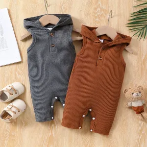 Baby Girl Casual Solid Color Hooded Jumpsuit #1322166
