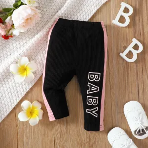 Baby Girl Color Block Design Casual Letter  Legging #1068411
