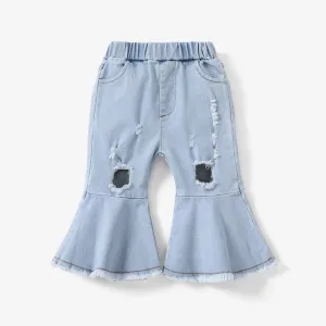 Baby Girl Denim Ripped Flared Jeans #1061760