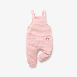 Baby Girl Rainbow Detail Pink Textured Overalls #793148