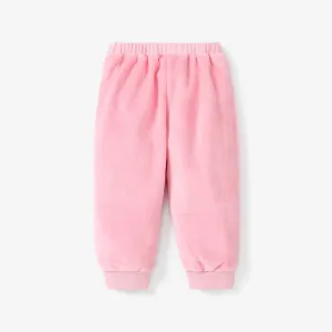 Baby Girl Solid Color Fuzzy 75% cotton Casual Pant