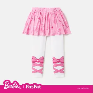 Barbie Toddler Girl Bow Print Ruffle Overlay 2 In 1 Leggings #1054294