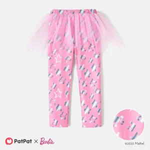 Barbie Toddler Girl Figure & Stars Print Mesh 2 In 1 Leggings #1053684
