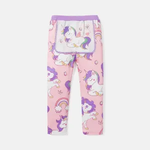 Eco-friendly RPET Fabric Toddler Girl Unicorn Print Elasticized Leggings #723223