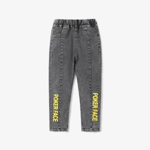 Kid Boy Casual Letter Pattern Trendy Denim Jeans #1065450