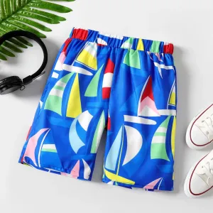 Kid Boy Sailboat Print Bermuda Shorts #920154