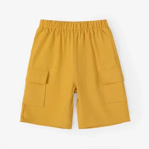 Kid Boy Solid Color Pocket Design Elasticized Shorts #720244