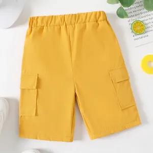 Kid Boy Solid Color Pocket Design Elasticized Shorts #720245