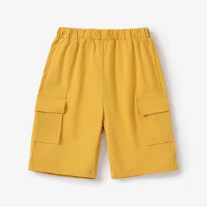Kid Boy Solid Color Pocket Design Elasticized Shorts #720248