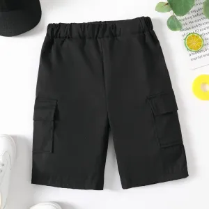 Kid Boy Solid Color Pocket Design Elasticized Shorts #720252