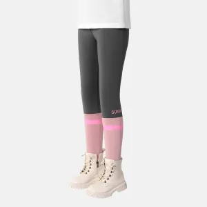 Kid Girl Color Block Sports Leggings #1044046
