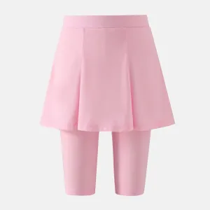 Kid Girl Solid Color Faux-two Skirt Leggings Shorts #922285