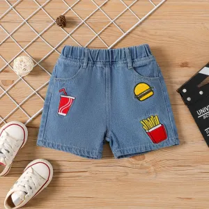 Toddler Boy Food Embroidered Denim Shorts #1032551