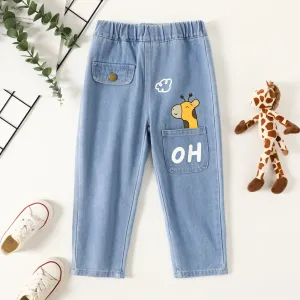 Toddler Boy Giraffe Graphic Pocket Jeans #1032549