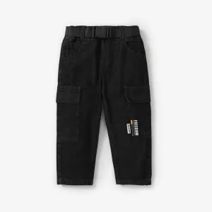 Toddler Boy/Girl Trendy Patch Pocket Denim Jeans(With Belt) #1165714