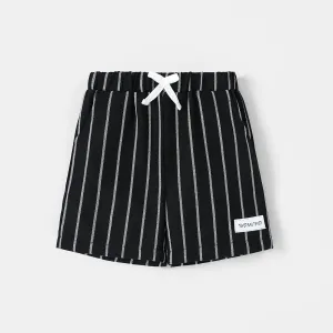 Toddler Boy Letter Patched Stripe Shorts #1042399