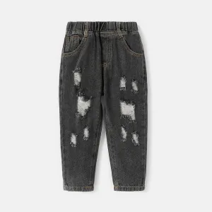 Toddler Girl/Boy Elasticized Ripped Denim Jeans #769621