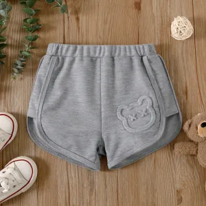 Toddler Girl/Boy Solid Bear Embossed Shorts #1043310