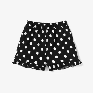 Toddler Girl Polka Dots Pattern Ruffle Hem Shorts #912512