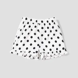 Toddler Girl Polka Dots Pattern Ruffle Hem Shorts #912514