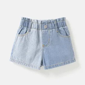 Toddler Girl Striped Splice Denim Shorts #839773