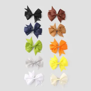 10-pack Bow Decor Solid Hair Clip #1039078