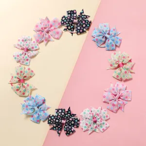 10-pack Ribbed Fishtail Bow Hair Ties Hair Accessories Set for Girls #768388