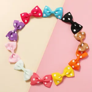 10-pack Ribbed Polka Dots Bow Hair Clips Hair Accessories for Girls #196485
