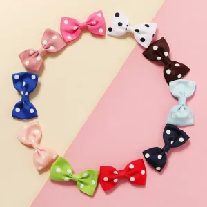 10-pack Ribbed Polka Dots Bow Hair Clips Hair Accessories for Girls #196486