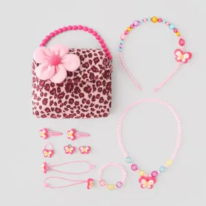 11 pieces, three-dimensional flower children's bag and hair accessories exquisite set #1196533