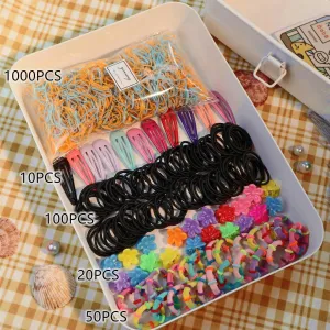 1180-pack Multi-Style Hair Ties and Hair Clips Hair Accessory Sets for Girls #198391