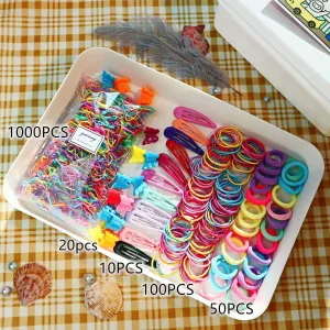 1180-pack Multi-Style Hair Ties and Hair Clips Hair Accessory Sets for Girls #198392