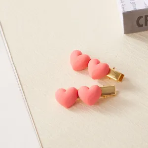 2-pack Adult/kids/toddler/baby Pink heart-shaped bangs, broken hair clips #1162945