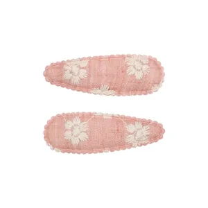 2-pack Embroidered Cloth Hair Clips for Girls #1032240