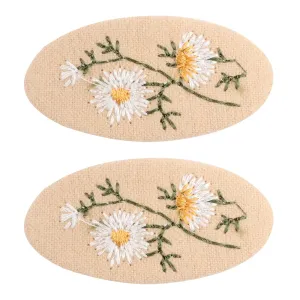 2-pack Handmade Floral Embroidery Hair Clips for Girls #1058989