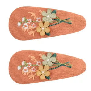 2-pack Handmade Floral Embroidery Hair Clips for Girls #1058994