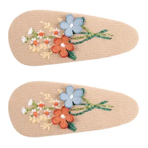 2-pack Handmade Floral Embroidery Hair Clips for Girls #1058995