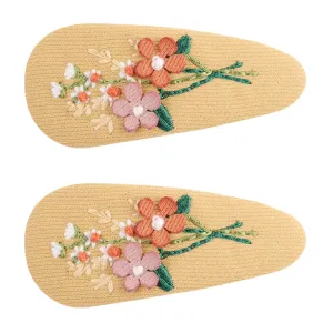 2-pack Handmade Floral Embroidery Hair Clips for Girls #1058996