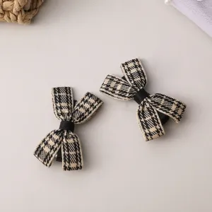 2-pack Toddler/Kid Plaid Small Bowknot Hair Clip (with Cardboard)