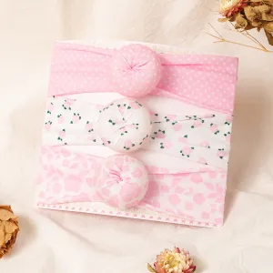 3-pack Baby Girl Floral Print Solid Donut Hair Clips Set #1039043