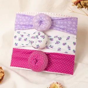 3-pack Baby Girl Floral Print Solid Donut Hair Clips Set #1039046