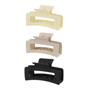 3-pack kids/toddler Rectangular Frosted Simple Hair Clip #1067887