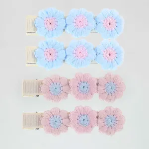 4-pack Handmade Floral Embroidery Hairpins for Girls #1058983
