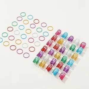 60 pieces, Children/adult dreadlock hair rings and hair buttons set