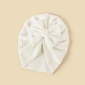 Baby Knitted striped fabric bow beanie hair hat #1167585